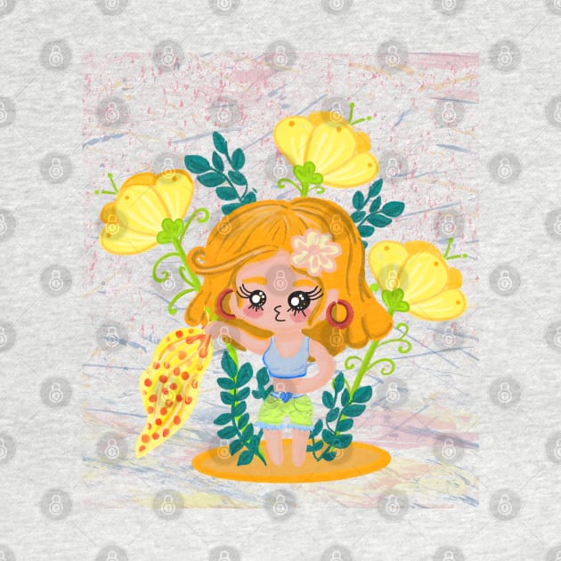 Cute girly summer chibi cartoon style by Floflo art